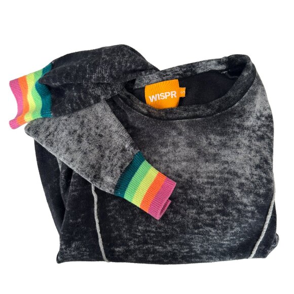 WISPR by Brodie Pullover Cropped Crewneck Sweater Rainbow Cuff Size Medium - Picture 5 of 9